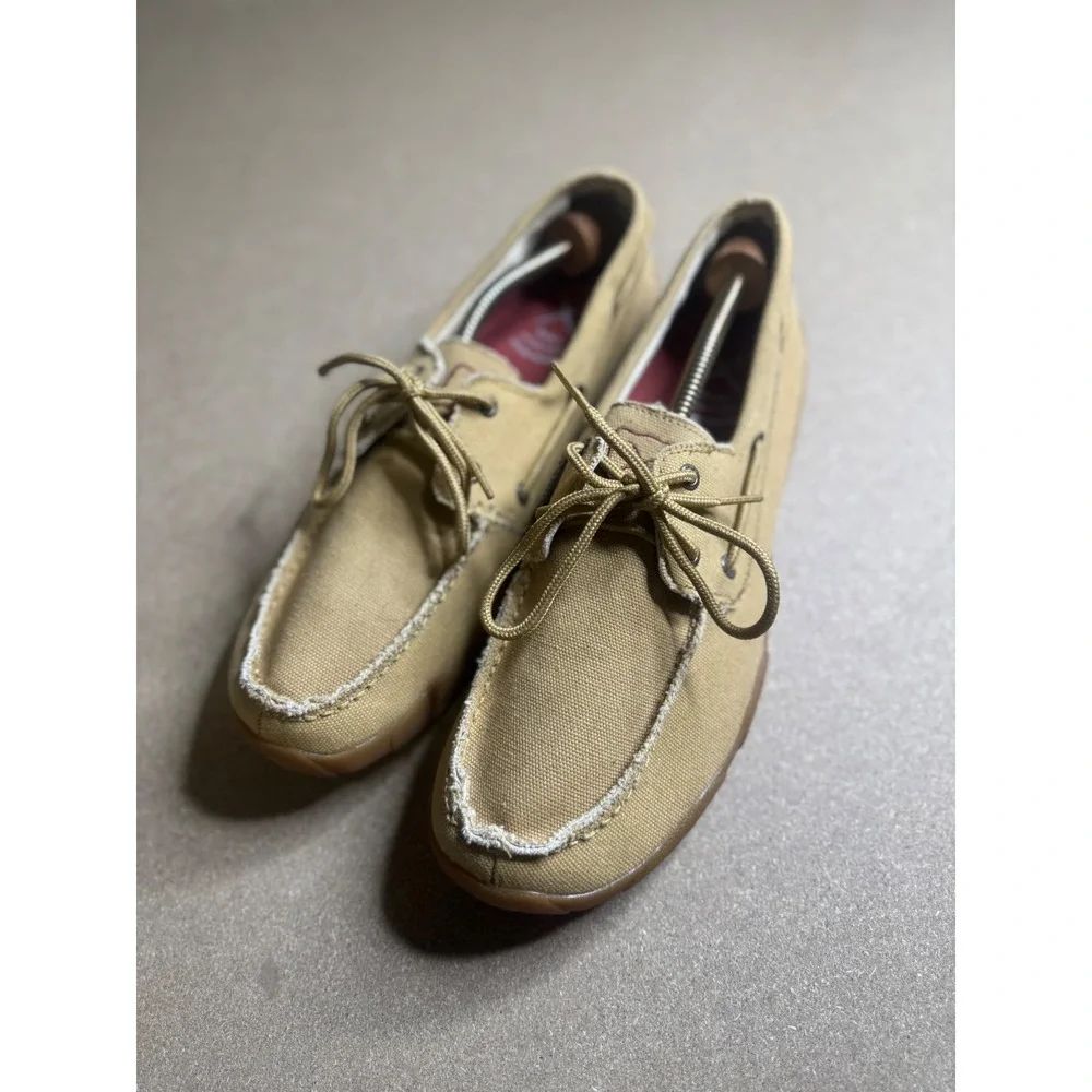 Twisted X Mens Tan Canvas Driving‎ Loafers Boat Shoes MDM0053 Tan 10.5 M